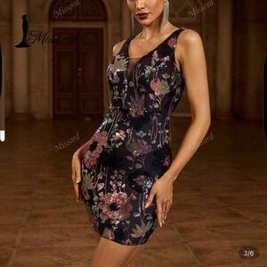 SHEIN Black and Pink One Shoulder Bodycon Mini Dress